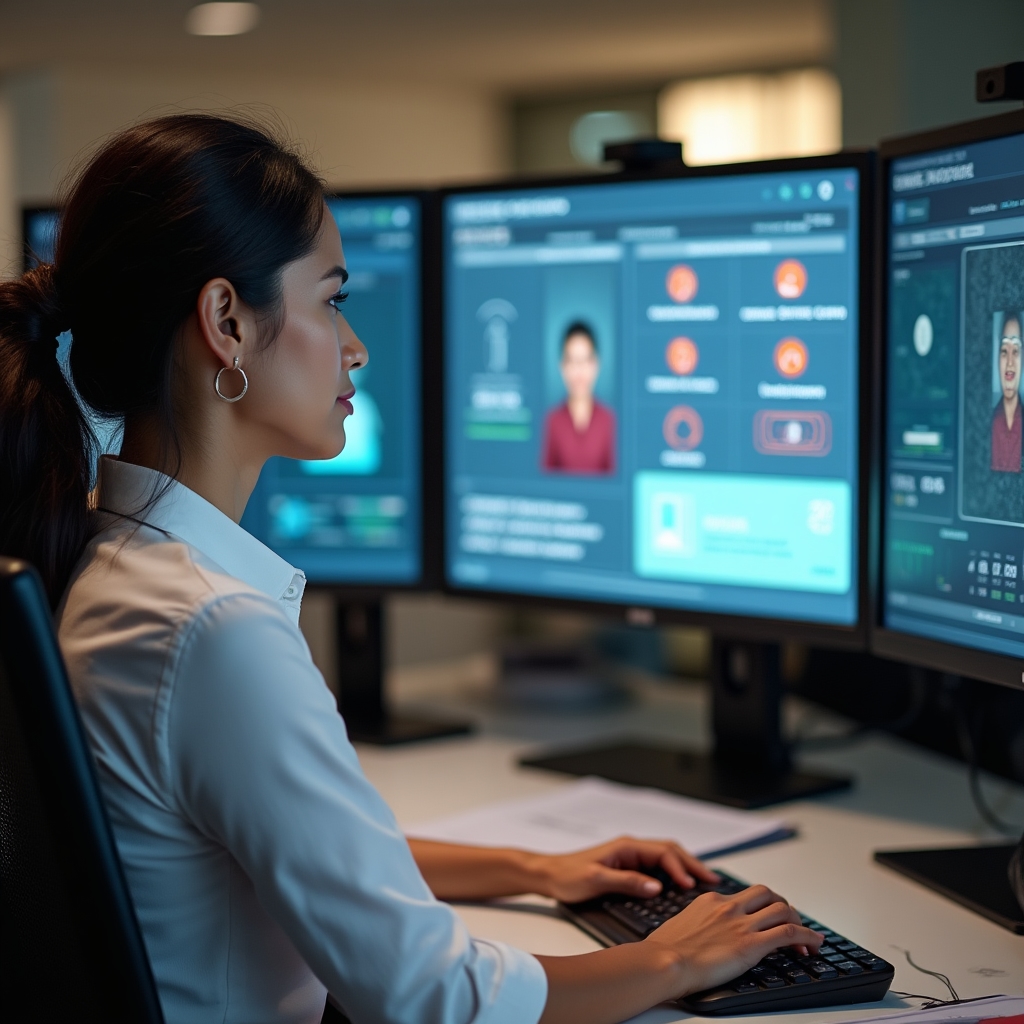 Identity verification documents being reviewed on secure compliance workstation